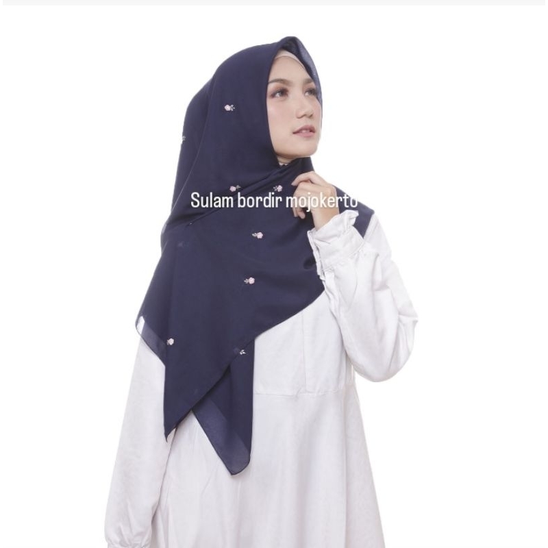 Hijab sulam jilbab sulam kerudung sulam model MAHKOTA murah hijab paris sulam