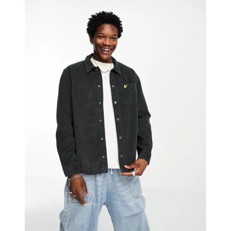 Lyle and Scott Cord Overshirt Jacket Gunmetal Original