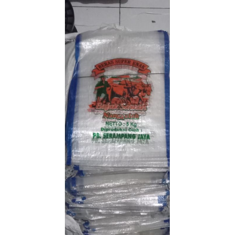 karung beras transparant 5 kg cap bajak sawah