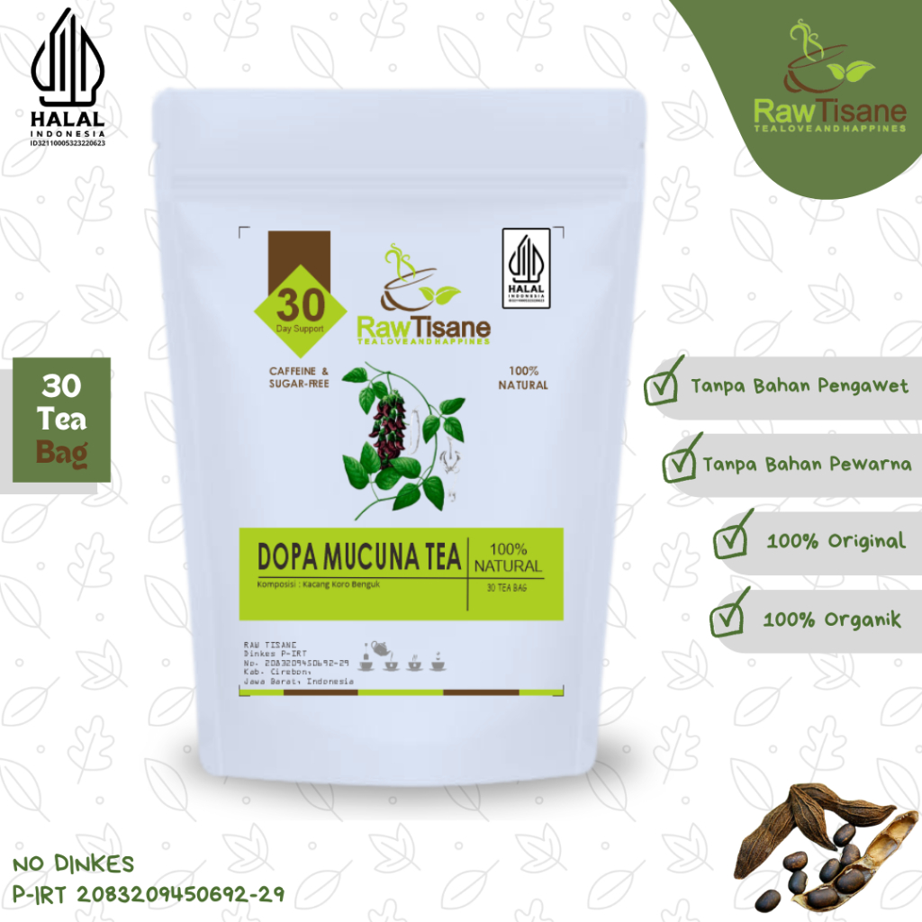 

RAW TISANE Dopa Mucuna Tea : Mucuna Pruriens Seeds Tea Isi 30 Tea Bag