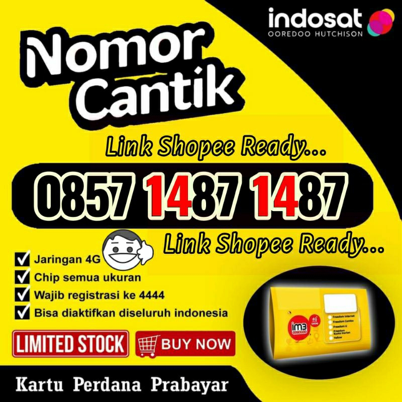 Nomor Cantik Indosat double abcd 1487 1487 4G LTE