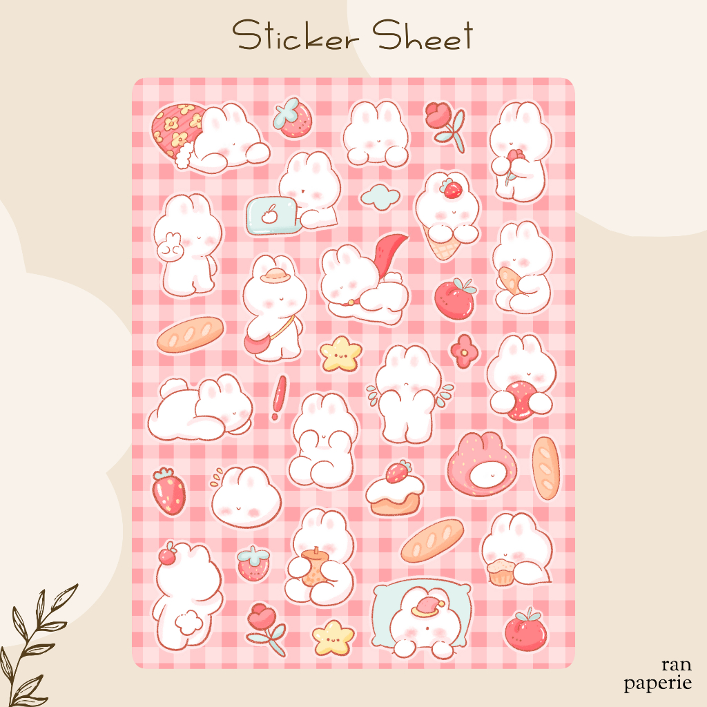 

Bunny Sticker Sheet Stiker Jurnal Deco Journaling Bujo Journal Lucu Waterproof Tahan Air