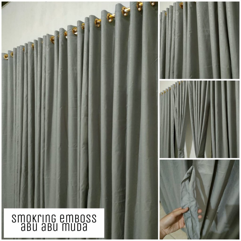 Gorden Polos Abu Jendela Smokring Minimalis Hordeng Aesthetic Keren Tebal Murah