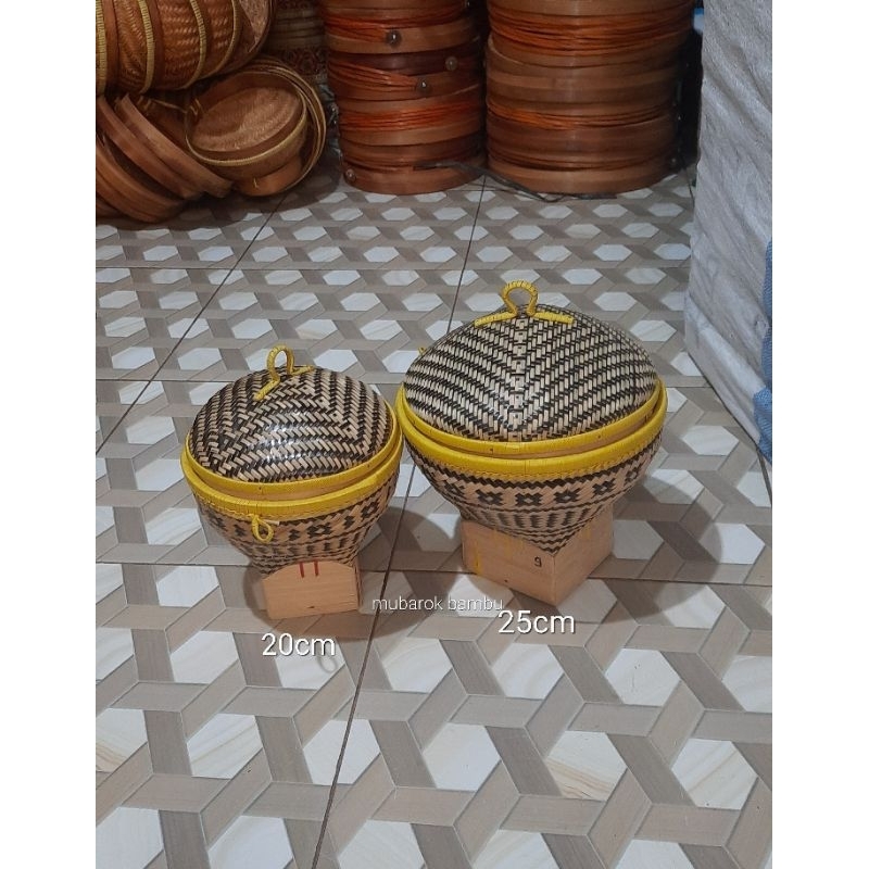 bakul nasi bakul bambu + tutup
