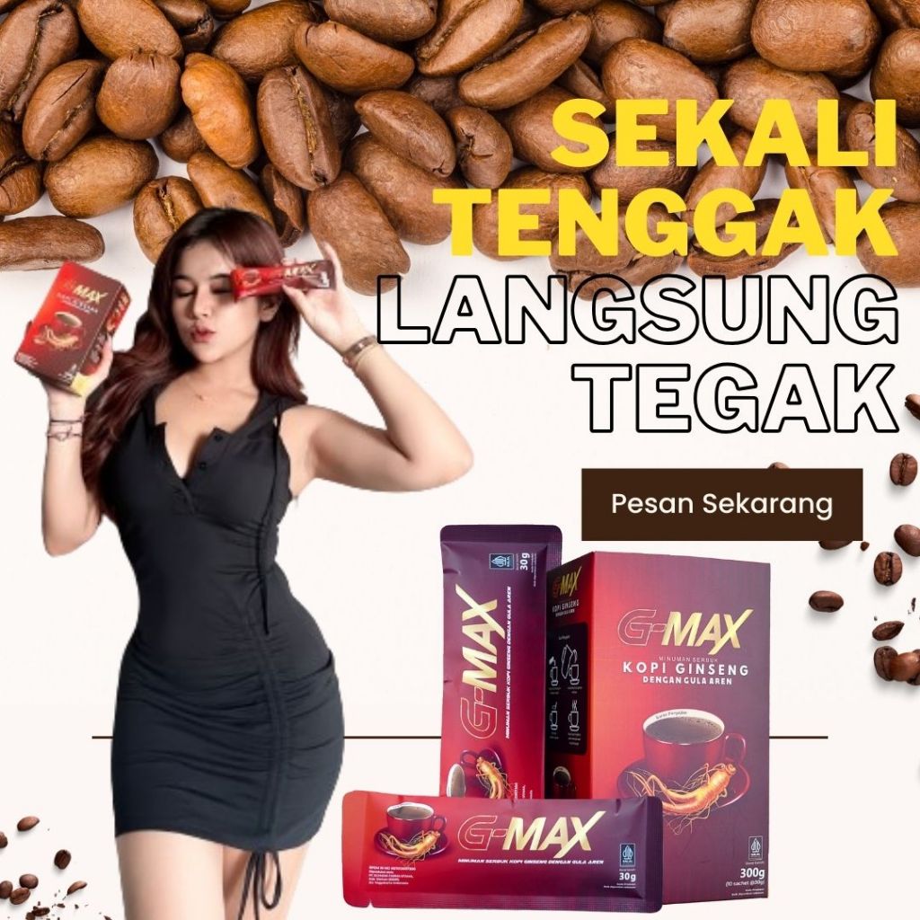 

KOPI G-MAX Minuman Penambah Stamina Pria Dewasa Tahan Lama Makin Gagah Perkasa Original 100% BPOM Kopi Extra Ginseng Dari Bahan Herbal Alami Berkualitas