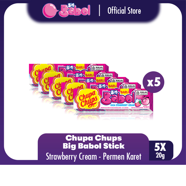 

Chupa Chups Big Babol Strawberry Stick 20g - Permen Karet Rasa Stroberi (5pcs)