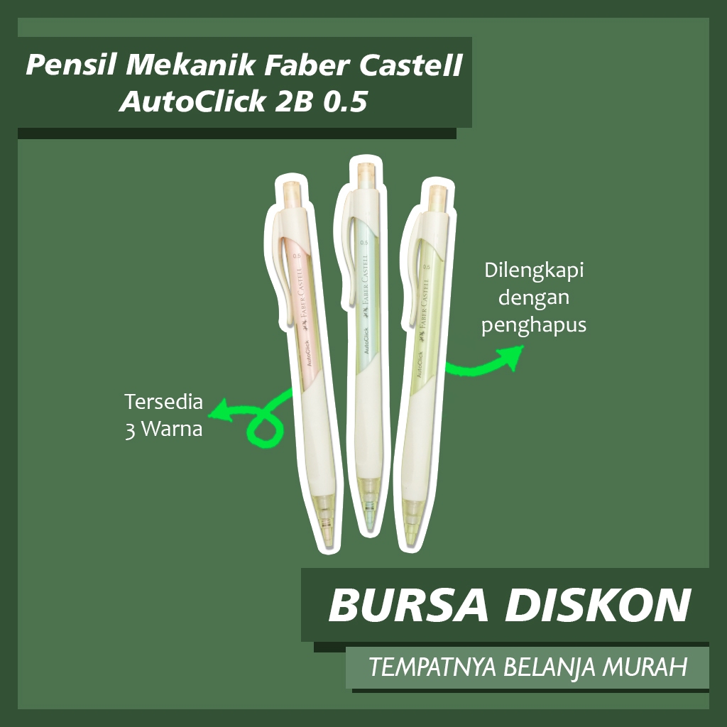 

Pensil Faber Castell Auto Click 2B Pencil Mechanical Refill Isi Ulang Faber-Castell