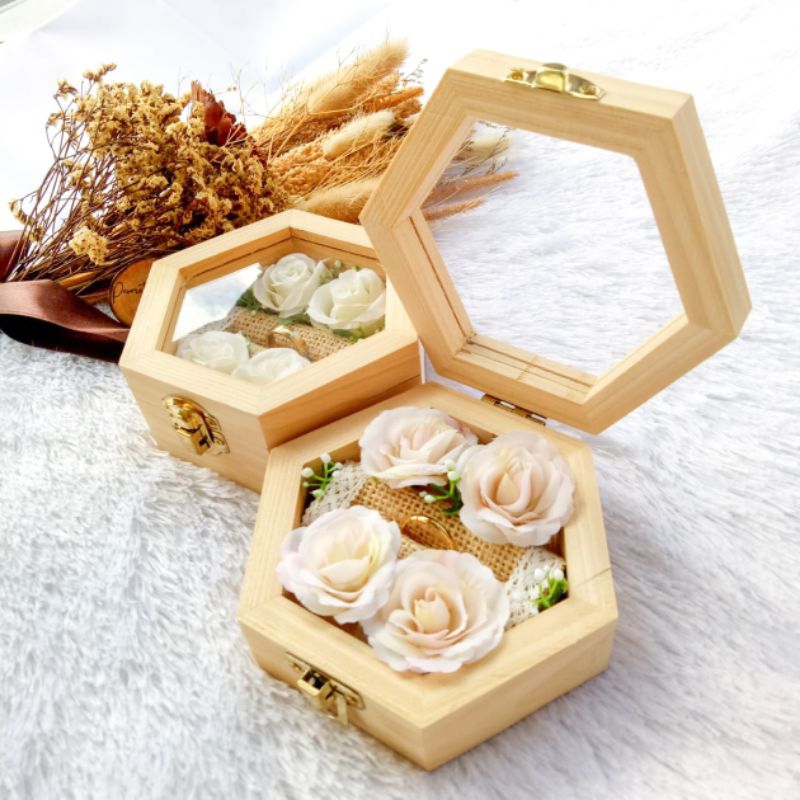 Ring box kayu | Ring box | Kotak cincin lamaran | Tempat Cincin Lamaran