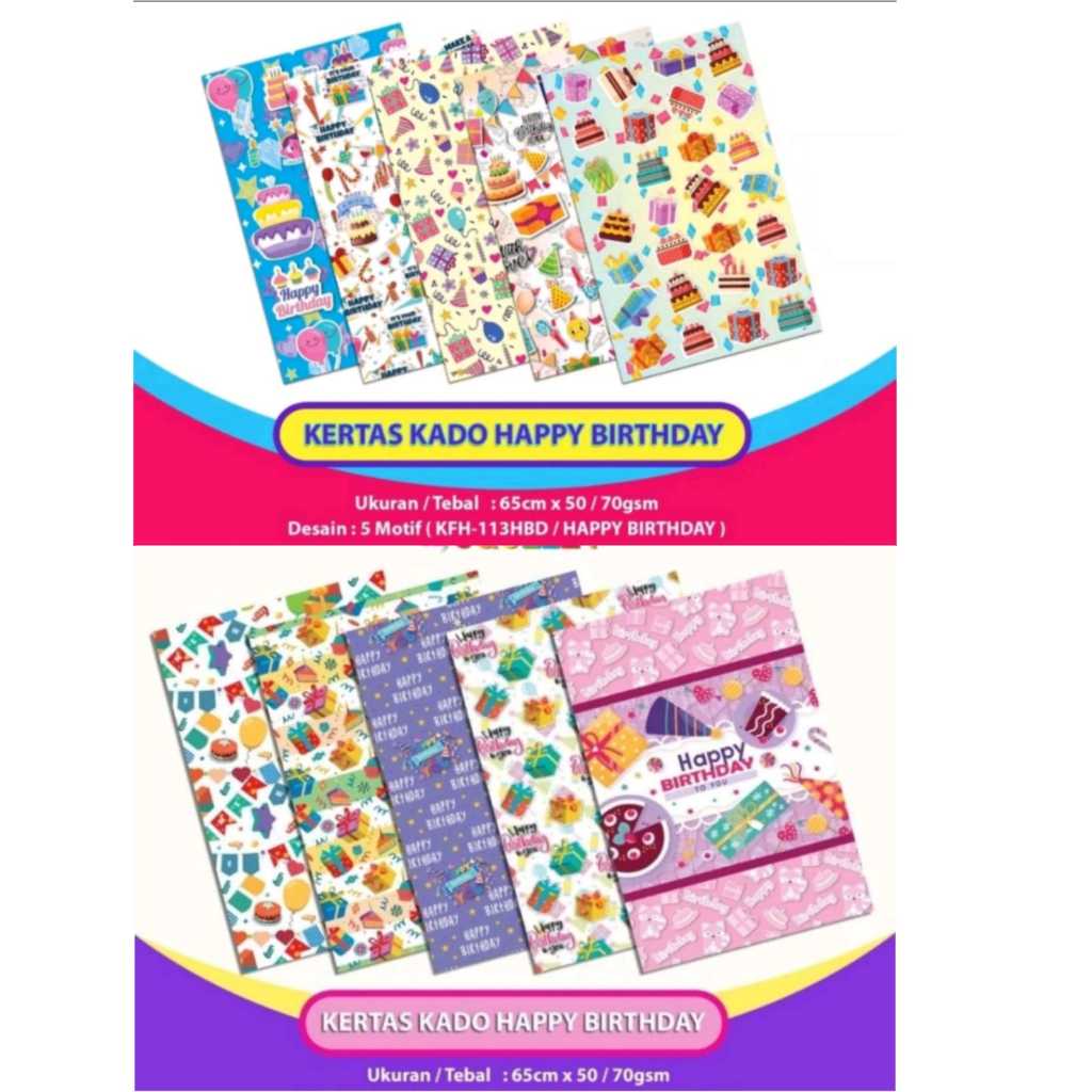 

Kertas Kado per 3 lembar anak-anak & dewasa