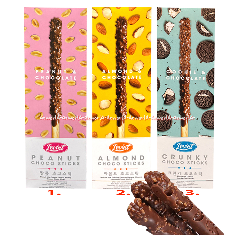 

Lovint Crunky Choco Sticks 34gr Biskuit Stik Cokelat Crunky Coklat Peanut Choco Almond Choco