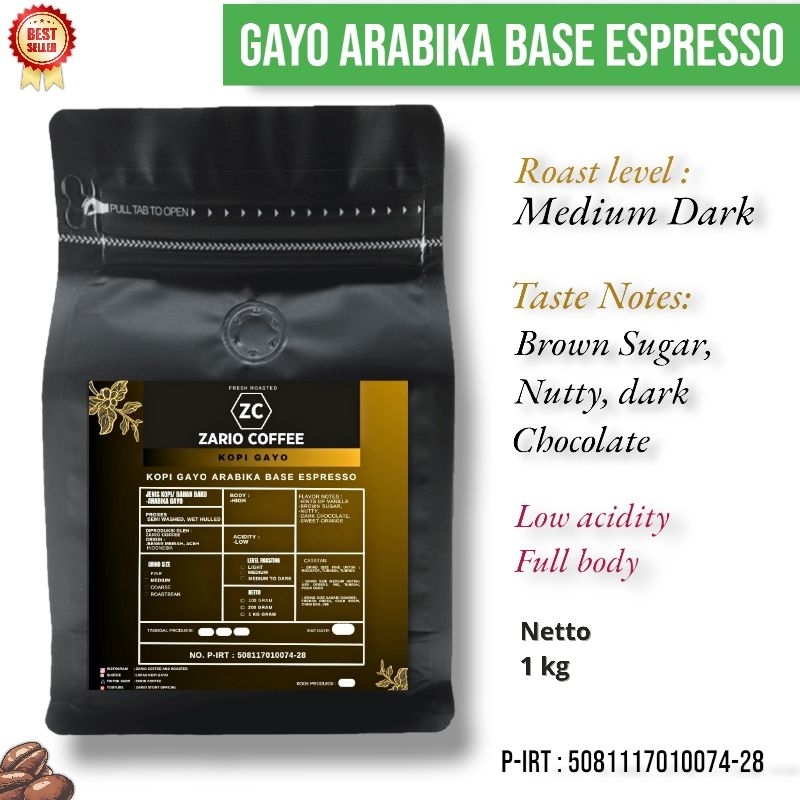 

Kopi Gayo Arabika Aceh Base grade 1 Espresso 1 Kg Crema Espresso