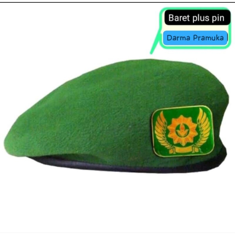 Baret Hw Laken Tebal Plus Tanda Topi Hw  Baret Hizbul Watha (Paket)