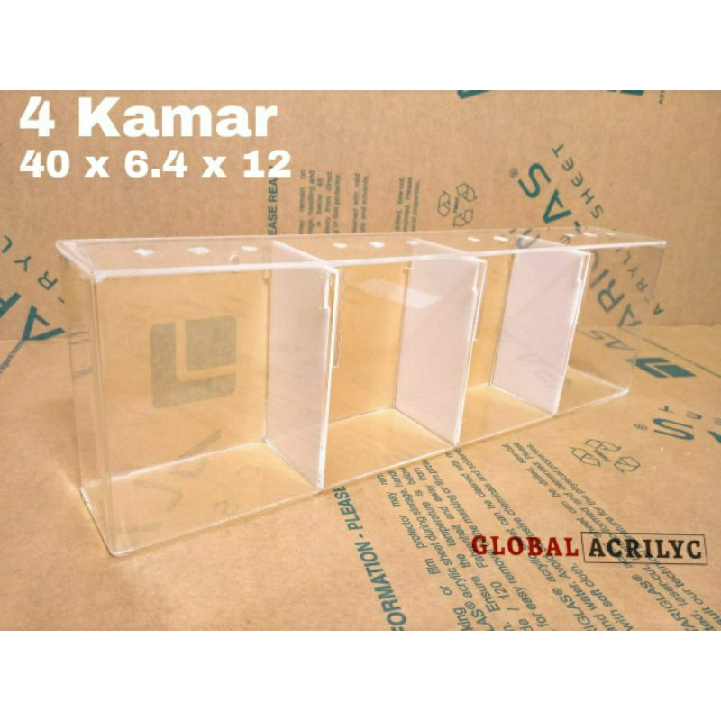 AQUARIUM / SOLITER AKRILIK CUPANG / AKUARIUM AKRILIK / AQUARIUM CUPANG / 4 KAMAR 40 x 6.4 x 12 2mm