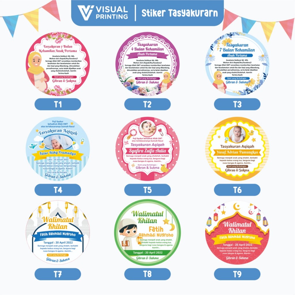 

Stiker Aqiqah / Tedhak Siten / Dundunan / Tasyakuran / dll Custom Foto