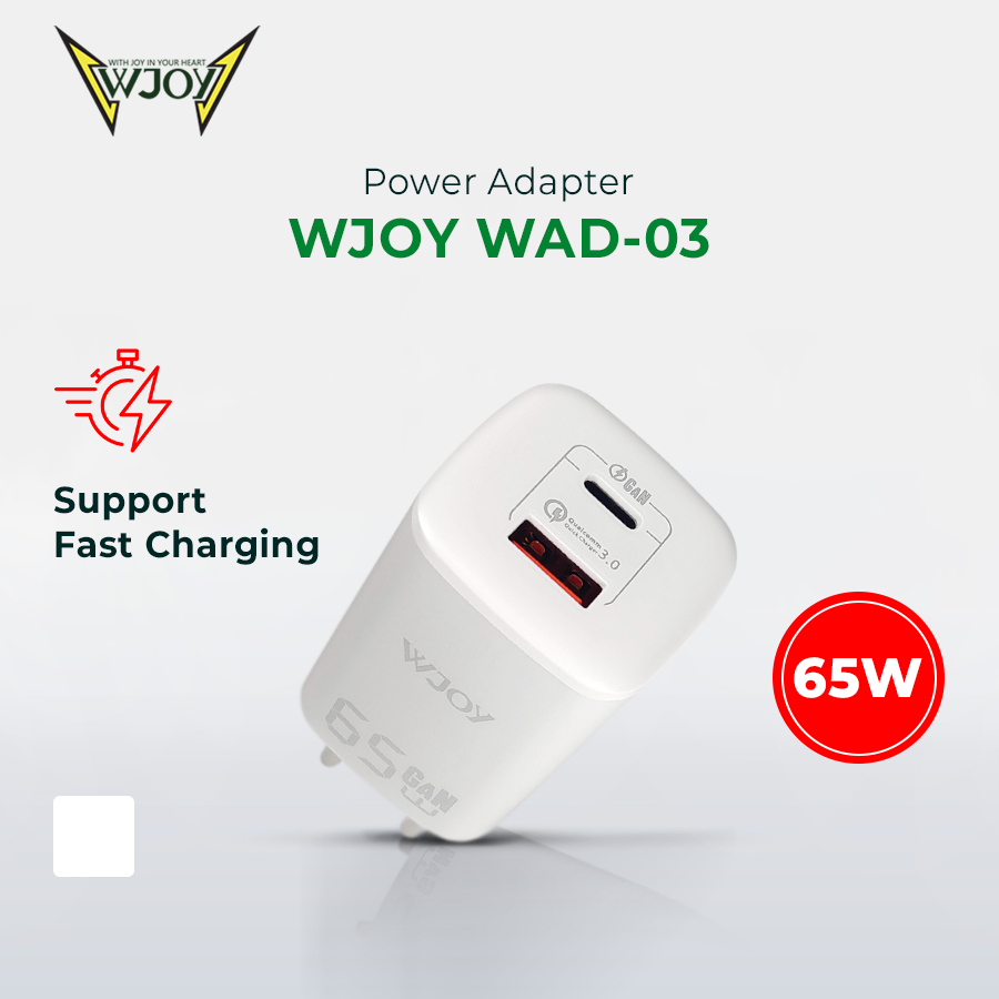 WJOY WAD-03 65W USB A dan Type C Kepala Charger Super Fast Charging Adaptor