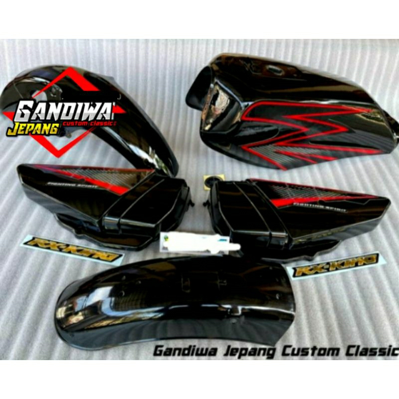 paket body yamaha rx king new rx k 2003 warna hitam striping merah paket termurah replika ori origin