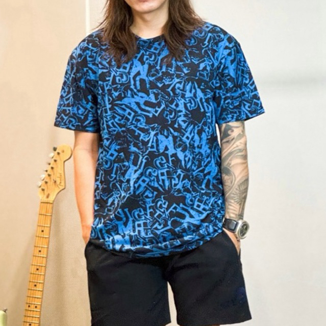 NRKY kaos distro full print CVC black blue print baju kaos pria