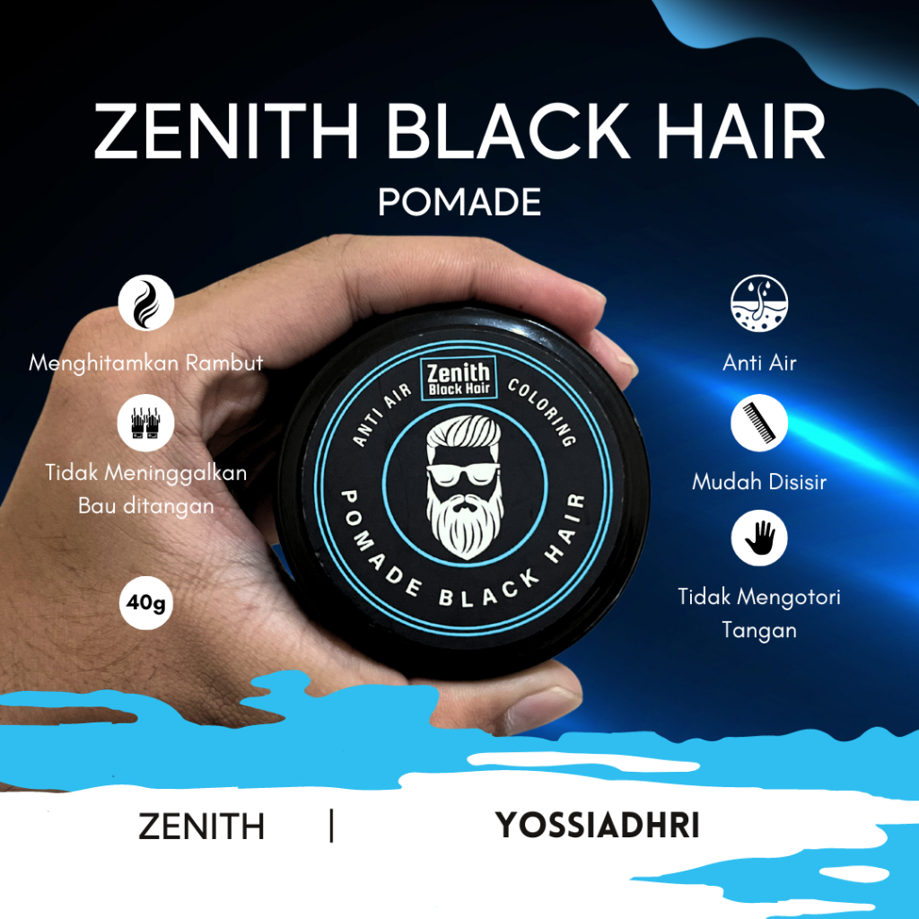 Zenith Black Hair Pomade Coloring Black Uban