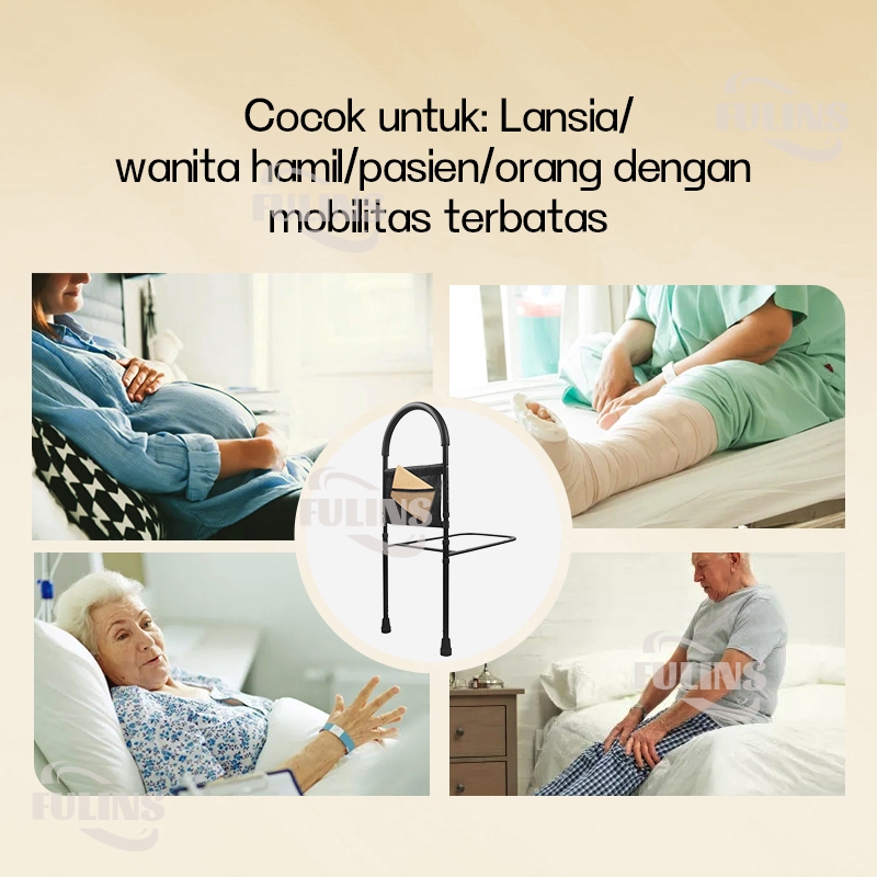 Bed Assist Rail With Adjustable Heights Folded Safety Bed Rail Lansia Adjustable Alat Pegangan