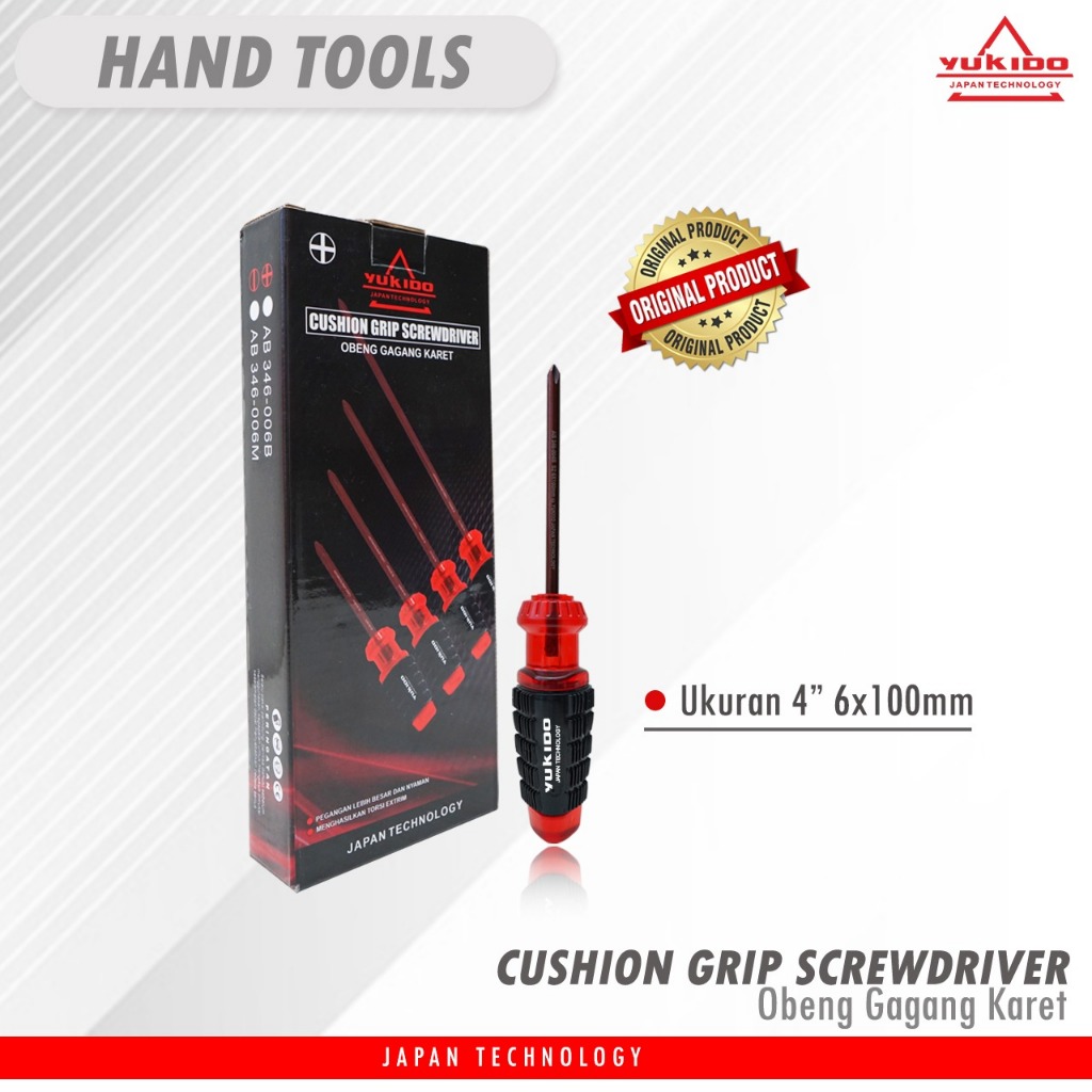 Obeng Kembang 4 Inch Magnet Plus / Minus Besar / Panjang Merah