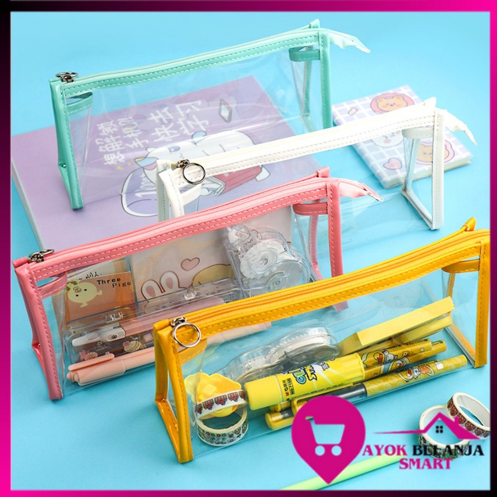 

ABS Kotak Pensil Transparan Multifungsi Minimalis Tempat Pensil Bening Kapasitas Besar Tas Penyimpanan Transparan Warna tas Makeup Mini Pouch Pencil Case Stationery Serbaguna Aesthetic
