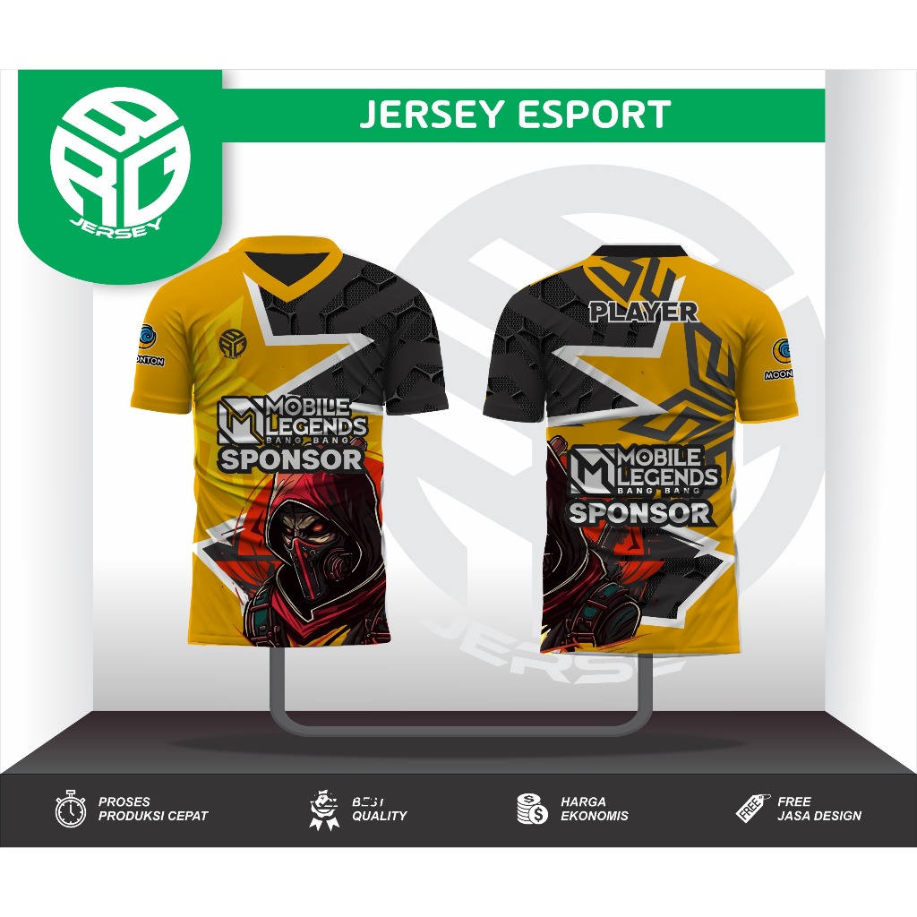 Baju Jersey Gaming Esports Custom Nama Dan Logo Full Printing