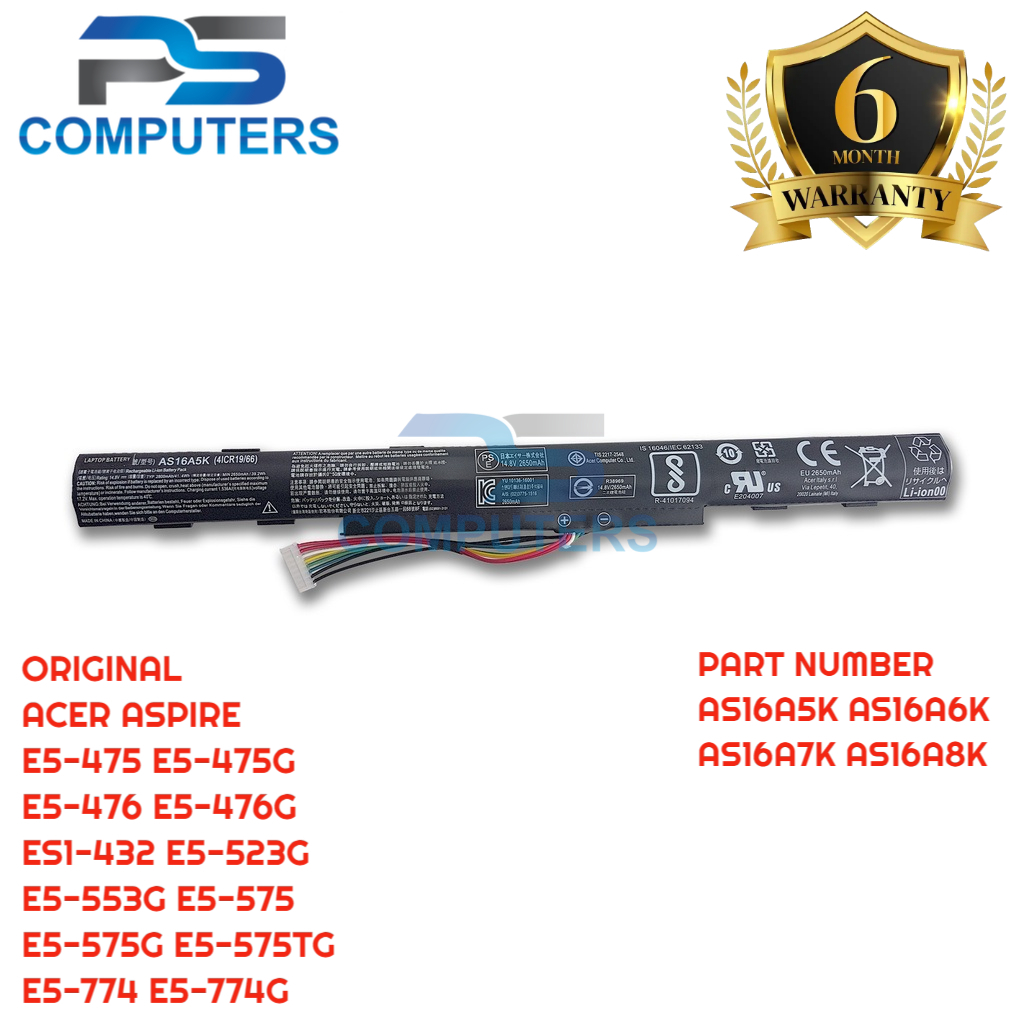 Baterai Battery Batre Internal Original Acer AS16A5K Laptop Series E5-475 E5-575