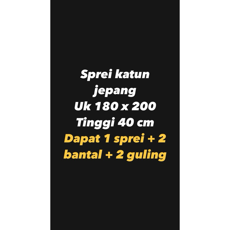 Sprei katun jepang 180 x 200 tinggi 40 cm