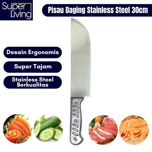 Pisau Daging Gagang Stainless Steel 30cm Chef Knife Serbaguna