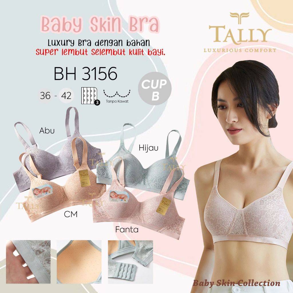YISTORE98 - BH TALLY 3156 BABY SKIN BRA - TALLY BRA BH BABY SKIN 3156 | BUSA TIPIS | KAIT 3 | CUP B 