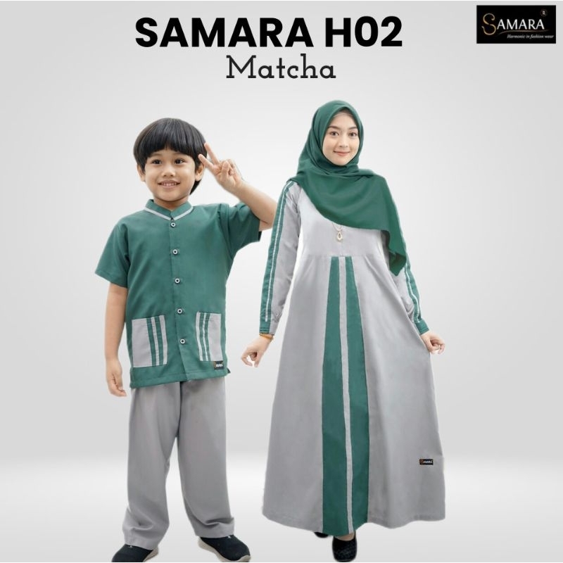 Samara Baju Couple Gamis Dewasa & Koko Anak H02 Matcha/Hijau Botol Mix Abu/Couple Adem/Couple Kekini