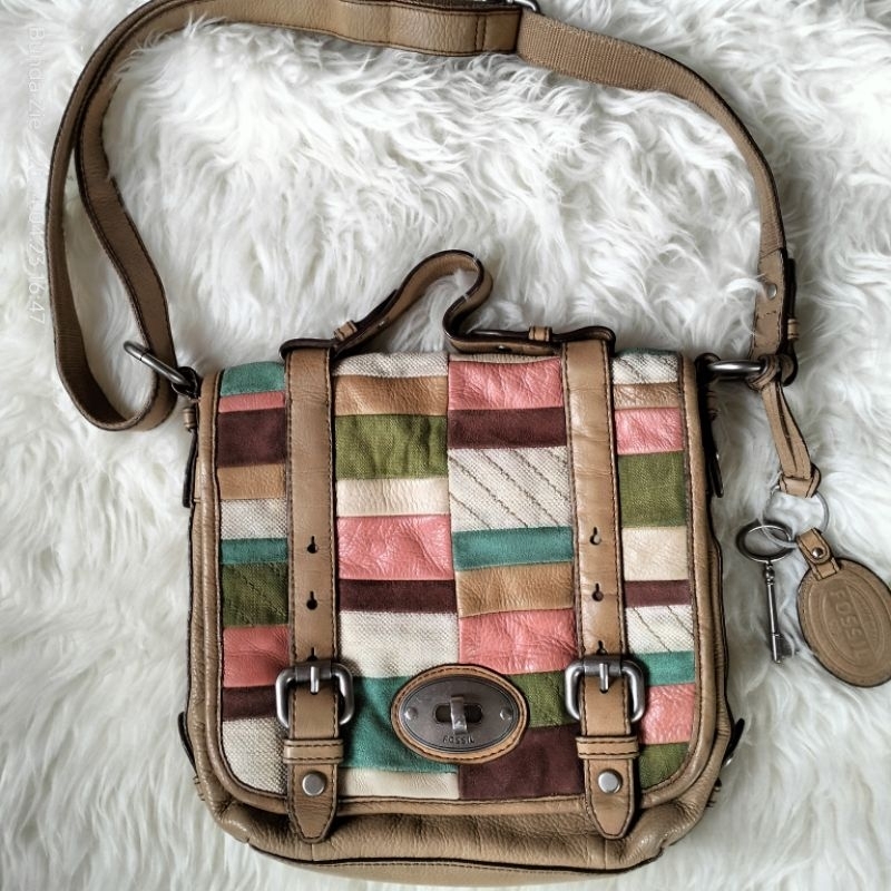 Preloved TasFossil Maddox Patchwork 100% Original Rare Bag