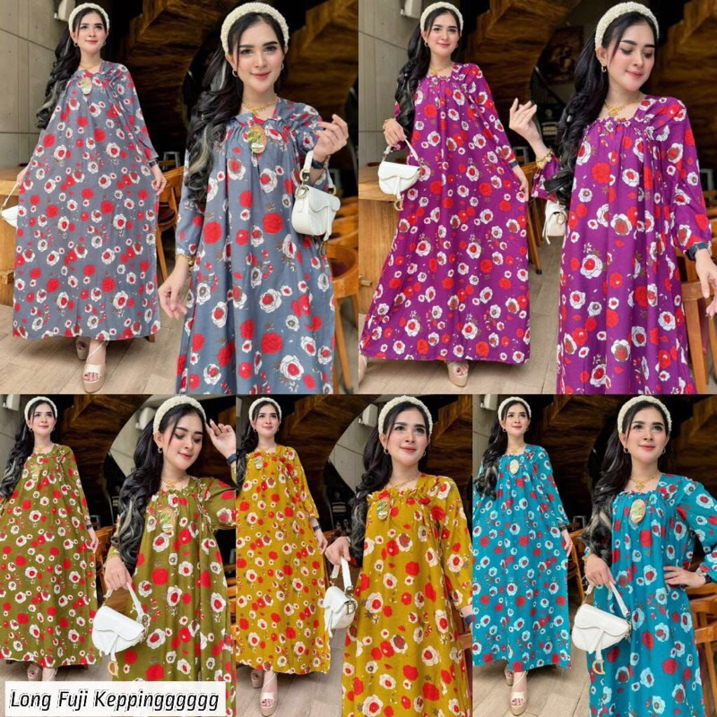 Daster Panjang Fuji Viral / Gamis fuji / Daster kerah cekung depan