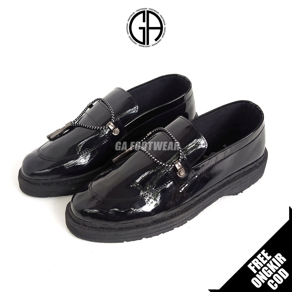 GA FOOTWEAR Rubi - Sepatu Loafer Pria Formal Casual Mengkilap Kerja Kantor Pesta