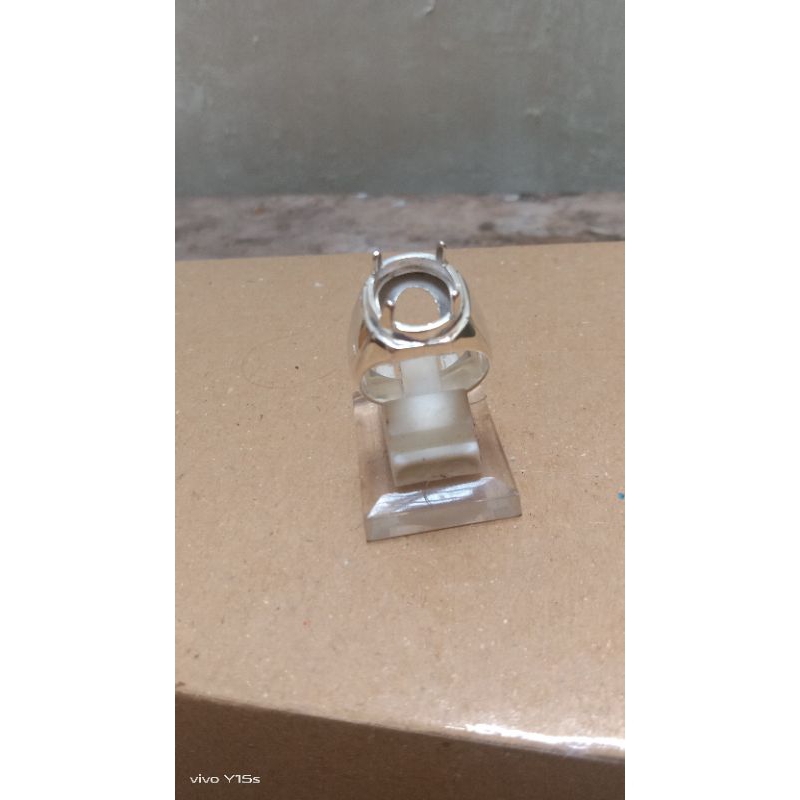 emban cincin perak 925 handmade model segi 8 untuk batu oval sedia tanam atau catokan