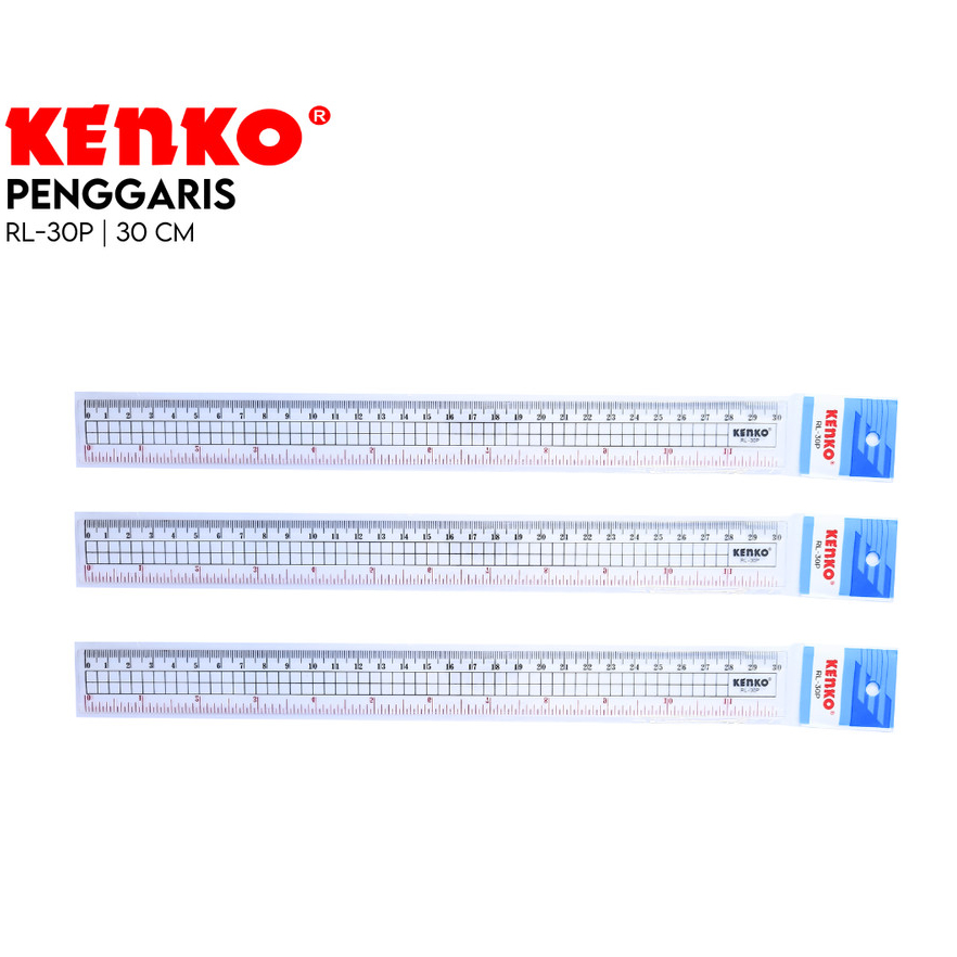 

RULER / GARISAN / PENGGARIS PLASTIC / PENGGARIS PLASTIK / PENGGARIS BENING CLEAR TRANSPARAN / PENGGARIS KENKO 30 CM RL30P