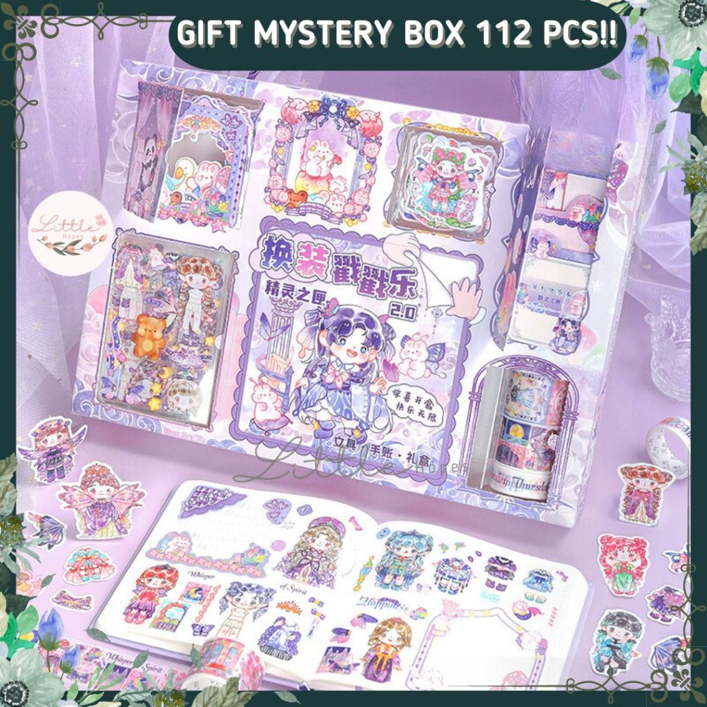 

(FREE GIFT) Paket Jurnal Set isi 112 pcs Tema MYSTERY BOX Tenteng Notebook Gantungan Acrylic / Kotak Misteri Series / Gift Box Hadiah Termurah Unik / Catatan Diary / PET Sticker Deco Lucu / Washi Tape / Scrapbook Kit / COD DIY Viral Lebaran