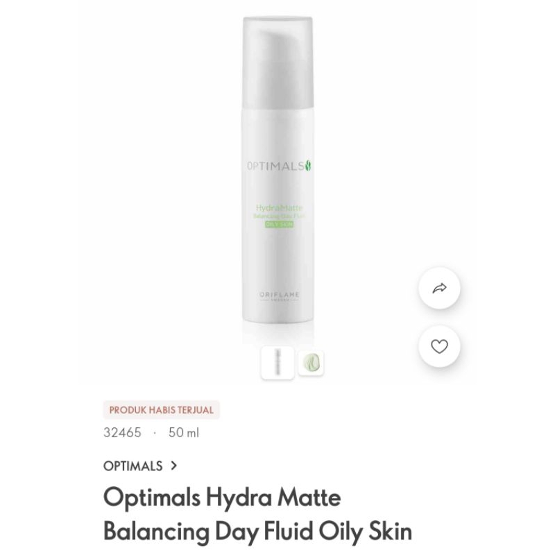 ORIFLAME OPTIMALS HYDRA MATTE BALANCING DAY FLUID OILY SKIN | PELEMBAB WAJAH ORIGINAL
