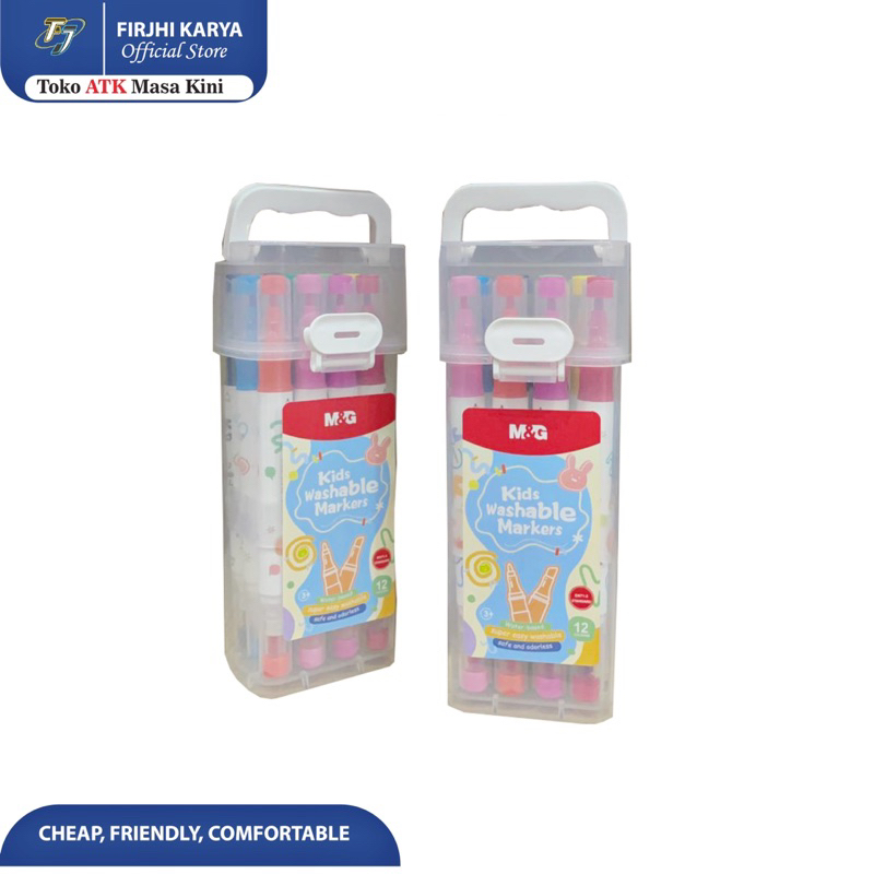 

SPIDOL 2 SISI / KIDS WASHABLE MARKER M&G 12 WARNA