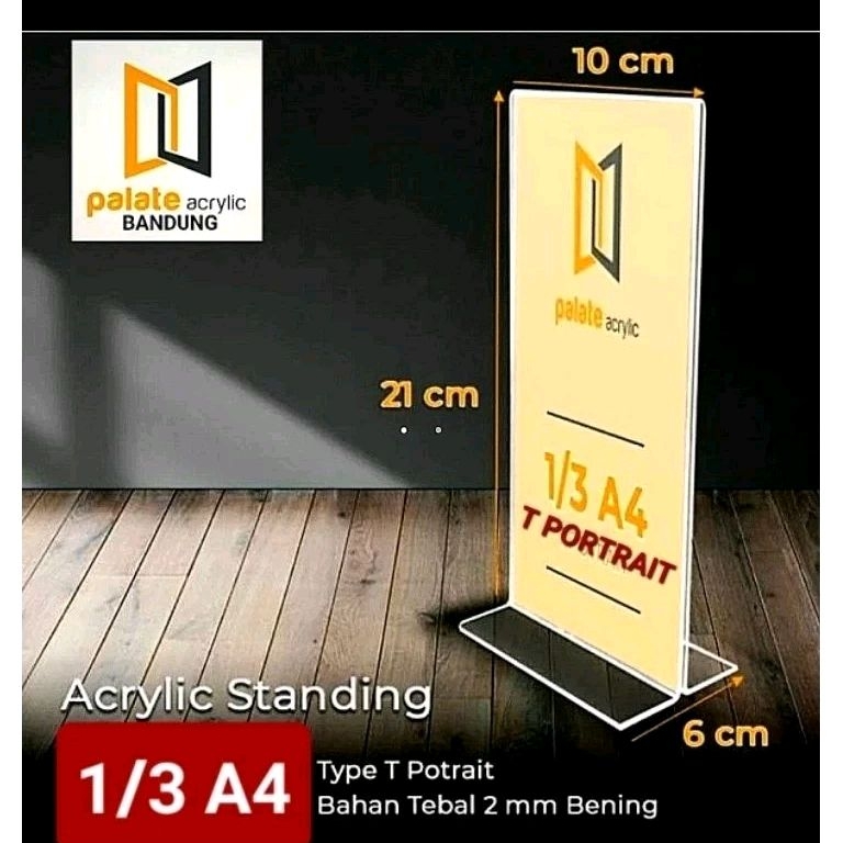 

Akrilik Tent Card 1/3 A4 T Portrait/ Acrylic Tent Holder 10x21cm tebal 2mm