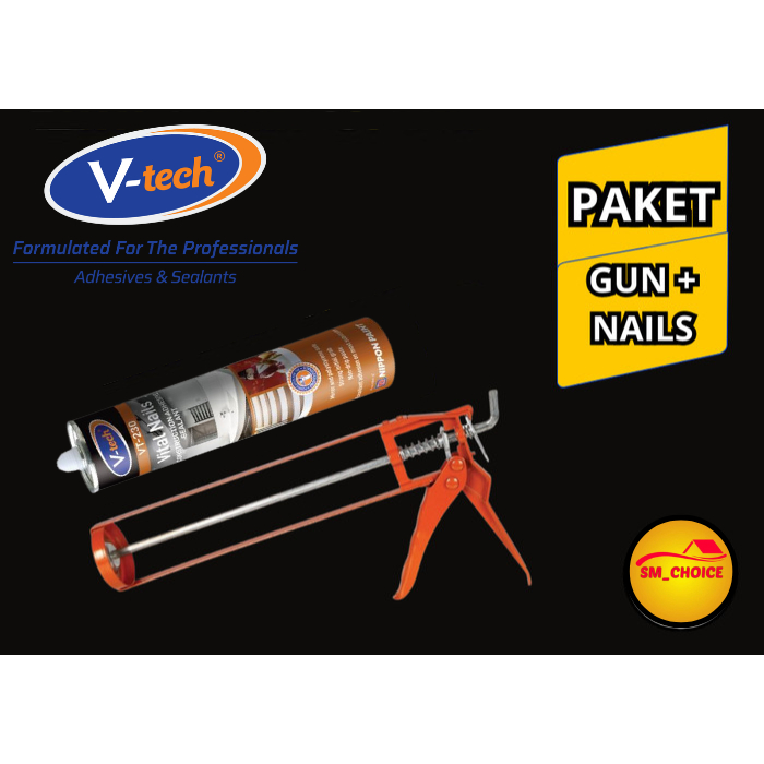 LEM NO MORE NAIL VITAL NAILS + GUN SEALANT TEMBAKAN BESI LEM TANPA PAKU