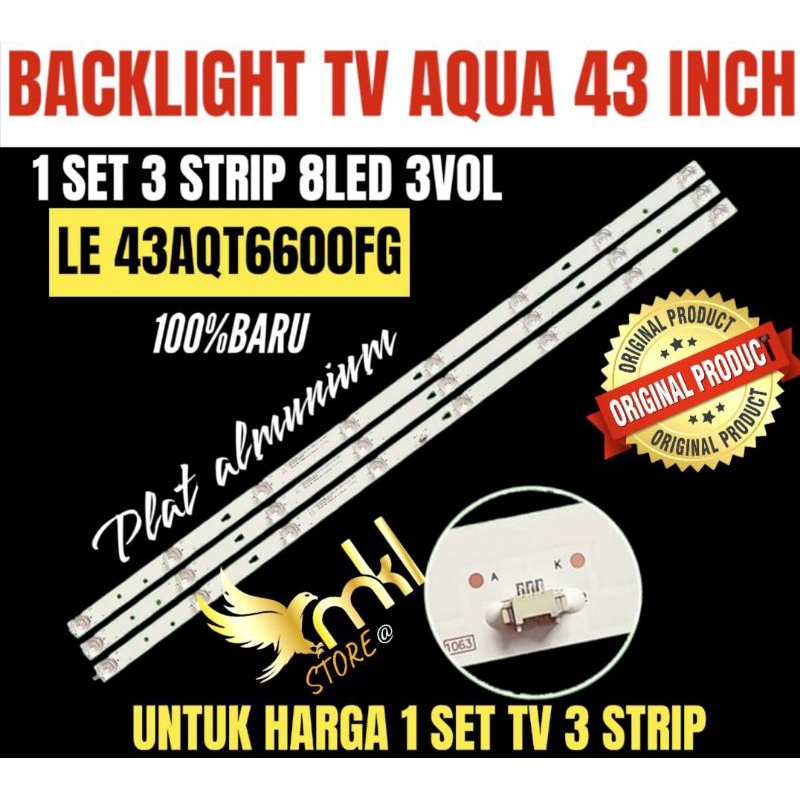 BACKLIGHT TV LCD LED AQUA 43 INCH LE-43AQT6600FG BACKLIGHT TV AQUA 43 INCH