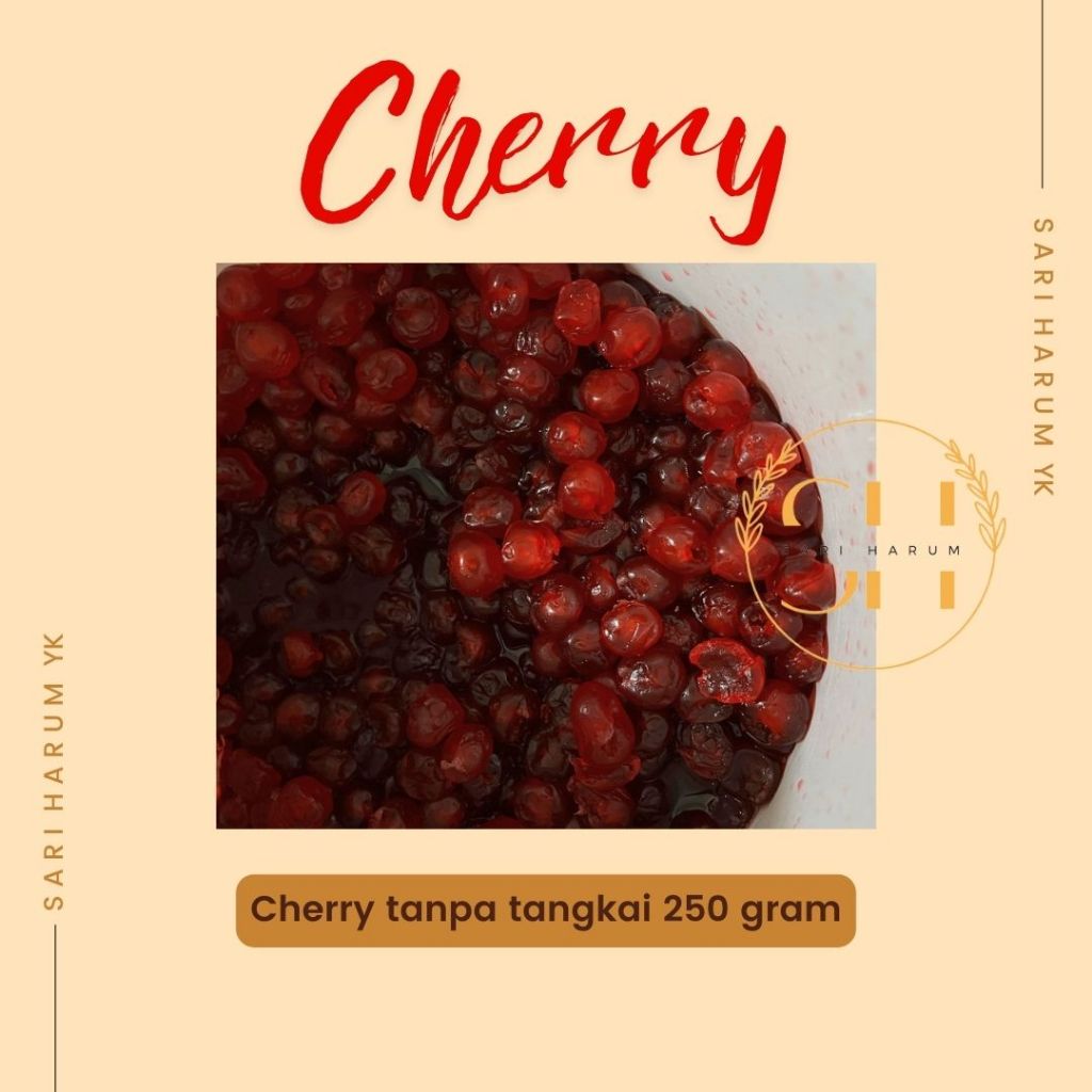 

Buah cherry tanpa tangkai | cherry merah | hiasan kue | manisan cherry | 250gram