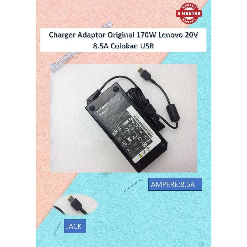 Charger Adaptor Original 170W Lenovo 20V 8.5A Colokan USB