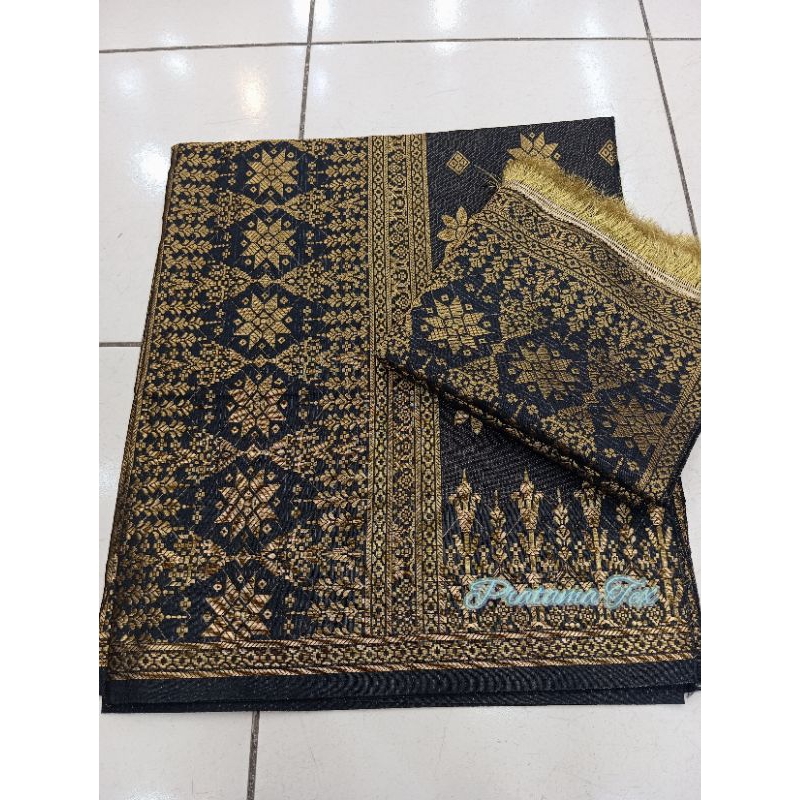 Kain Songket Tenun Palembang. Set Kain + Slendang Palembang Benang Emas ( Harga Per Set)