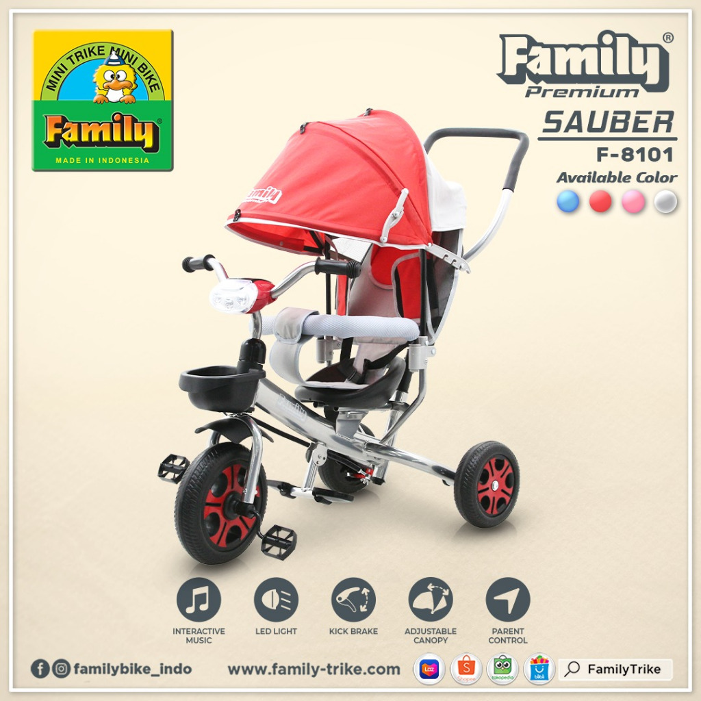 Sepeda Anak Roda Tiga FAMILY F 8101 Sauber Tricycle Anak