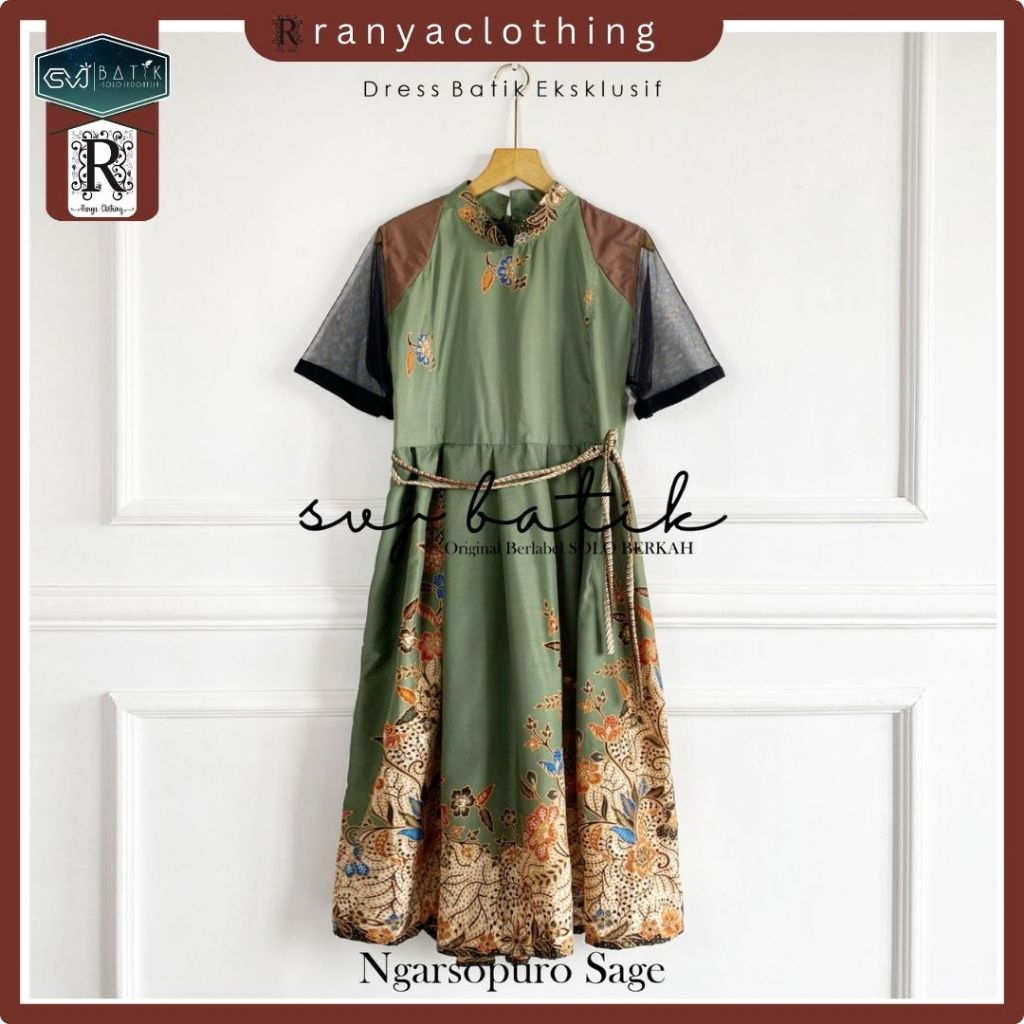 Dress Batik Wanita Modern Non Hijab Midi Series Katun Batik Motif Ori SVJ Batik