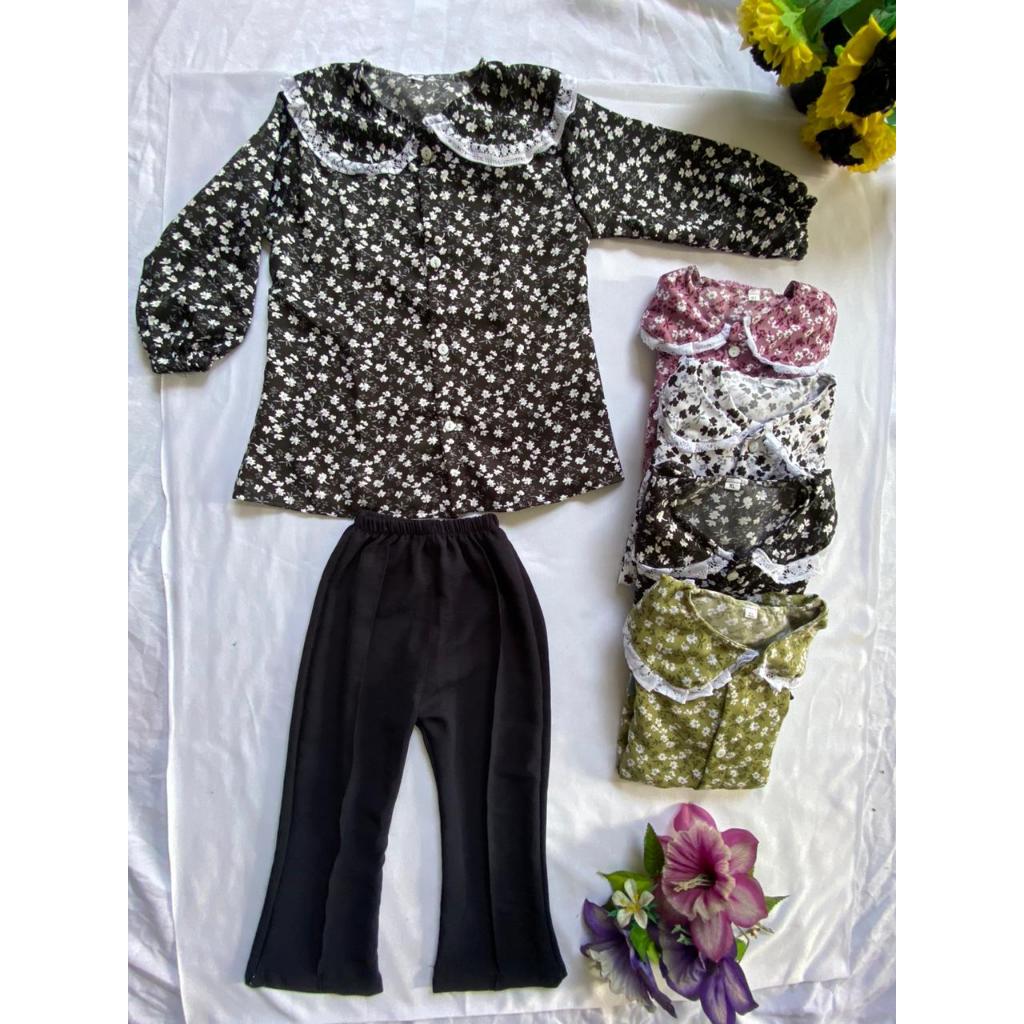 One Set Anak Atasan Sakila Model Batik Celana Cutbray Baju Setelan Anak Terbaru