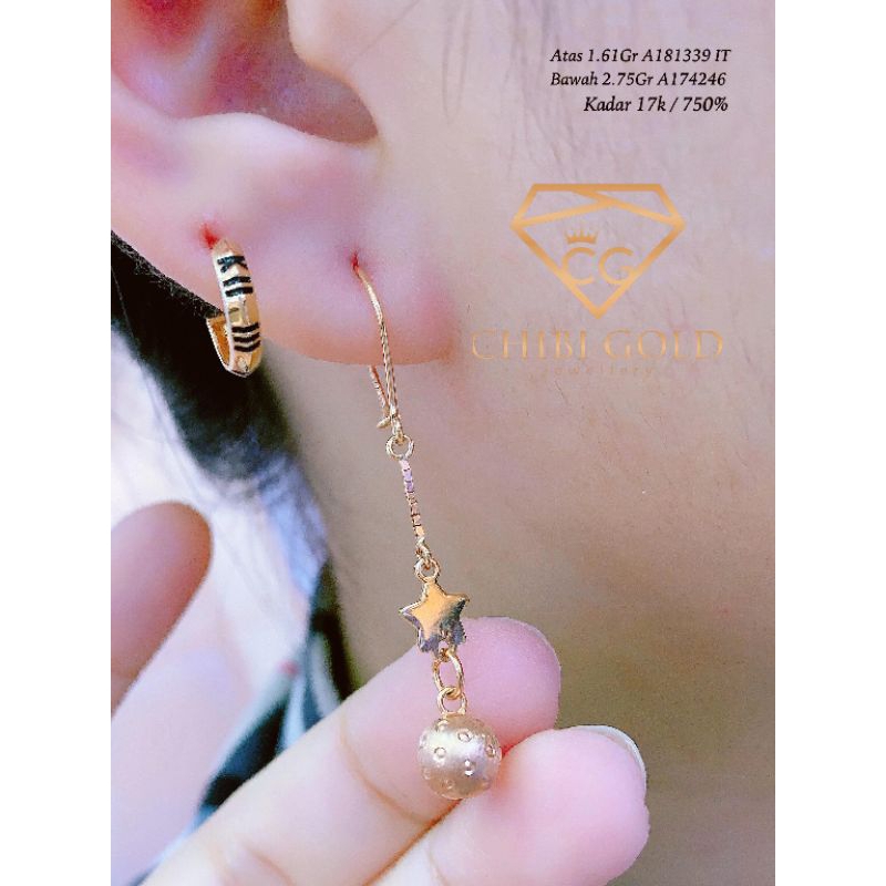 CHIBIGOLD - anting panjang emas A174246 #chibi