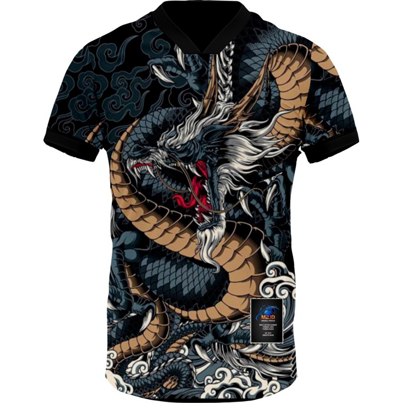 kaos jersey motif  naga/batik naga pria dewasa